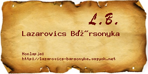 Lazarovics Bársonyka névjegykártya